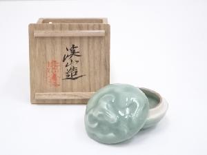 京焼　加藤渓山造　砧青磁未　香合